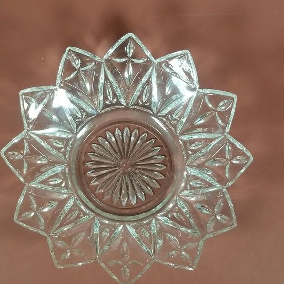 Federal Glass Petal 5 5/8" Round Bowl Dish 12-Point Star Flower Cross Starburst - Picture 6 of 8